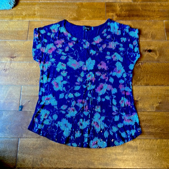 CROSBY by Mollie Burch Tops - Blue Sequin Top